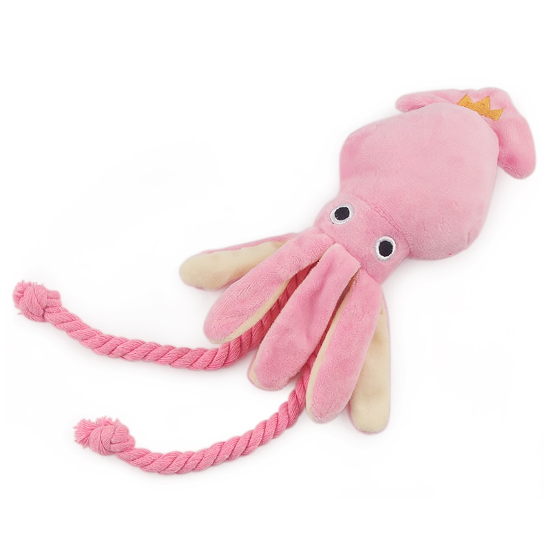 Plush Pink Squid Dog Toy