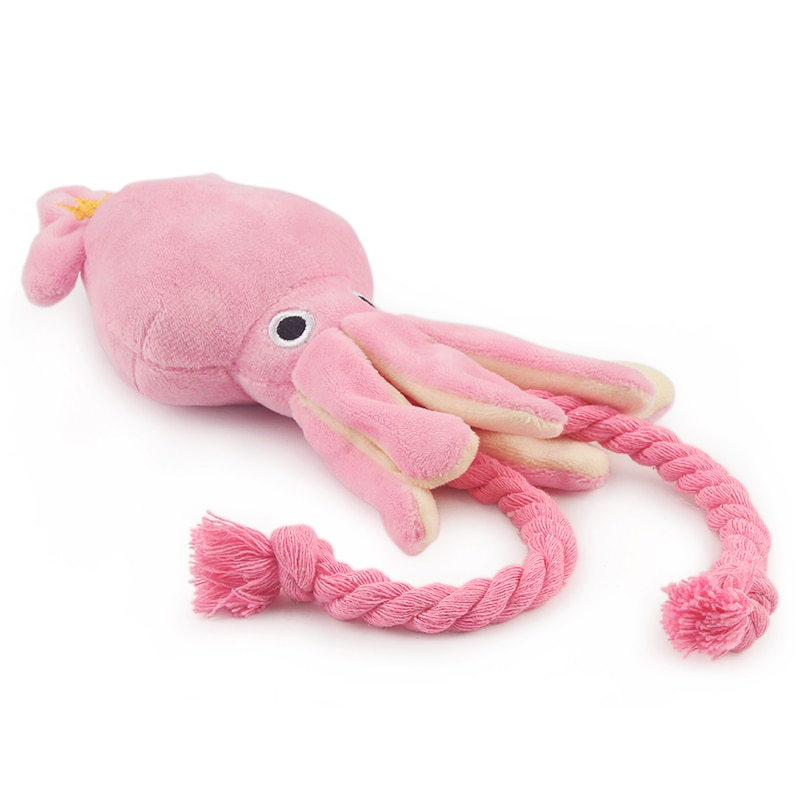 Plush Pink Squid Dog Toy