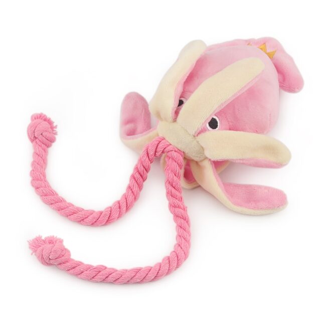 Plush Pink Squid Dog Toy - Image 4