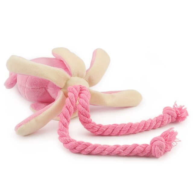 Plush Pink Squid Dog Toy - Image 5