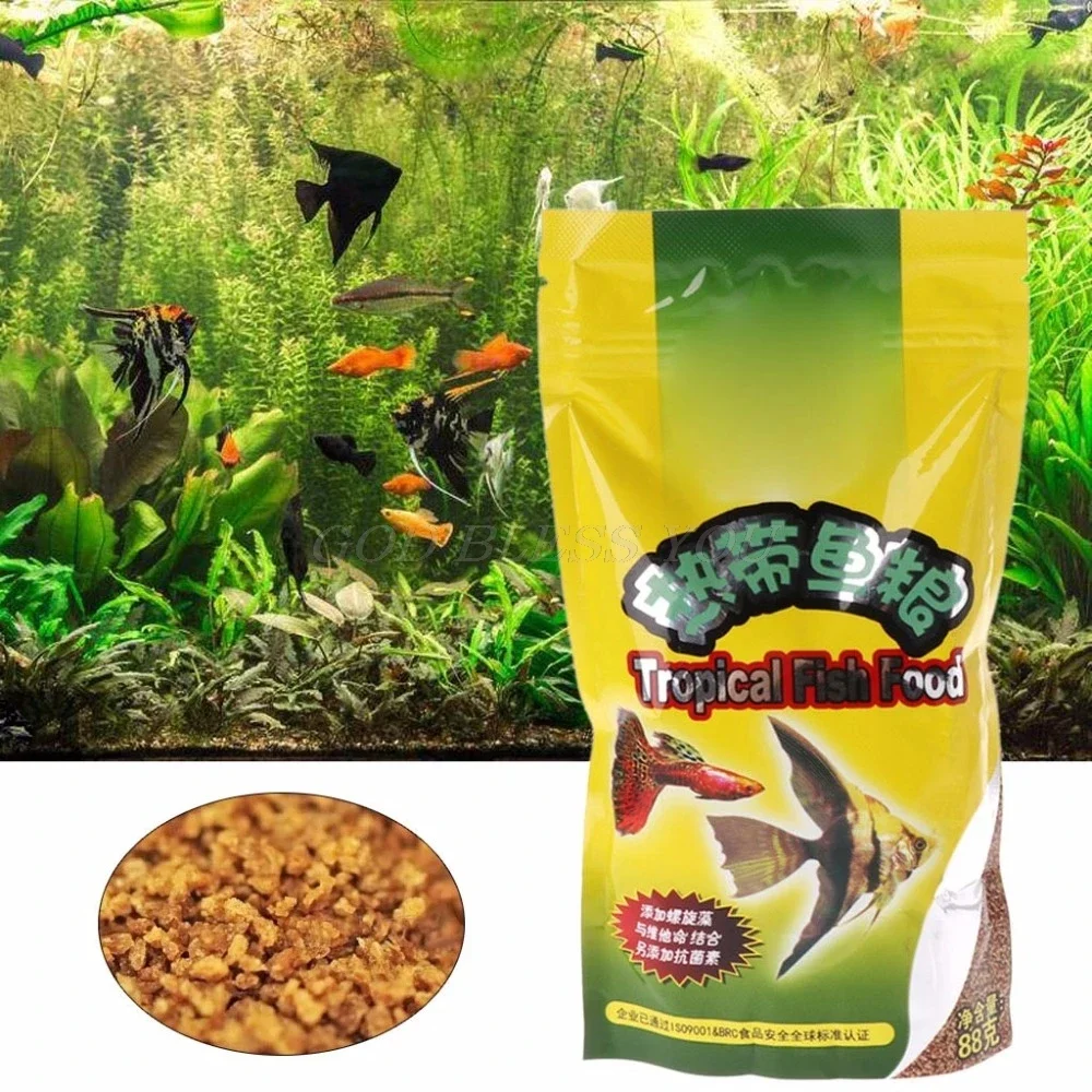 Aquarium Tank Tropical Fish Food Small Fish Feed Grain 98g Delicious Food Especially for Guppy Lantern Fish 1 Bag